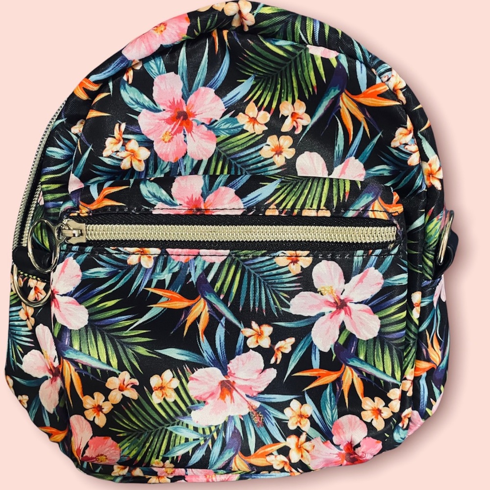 8” Multi Pocket Mini Floral Backpack Purse